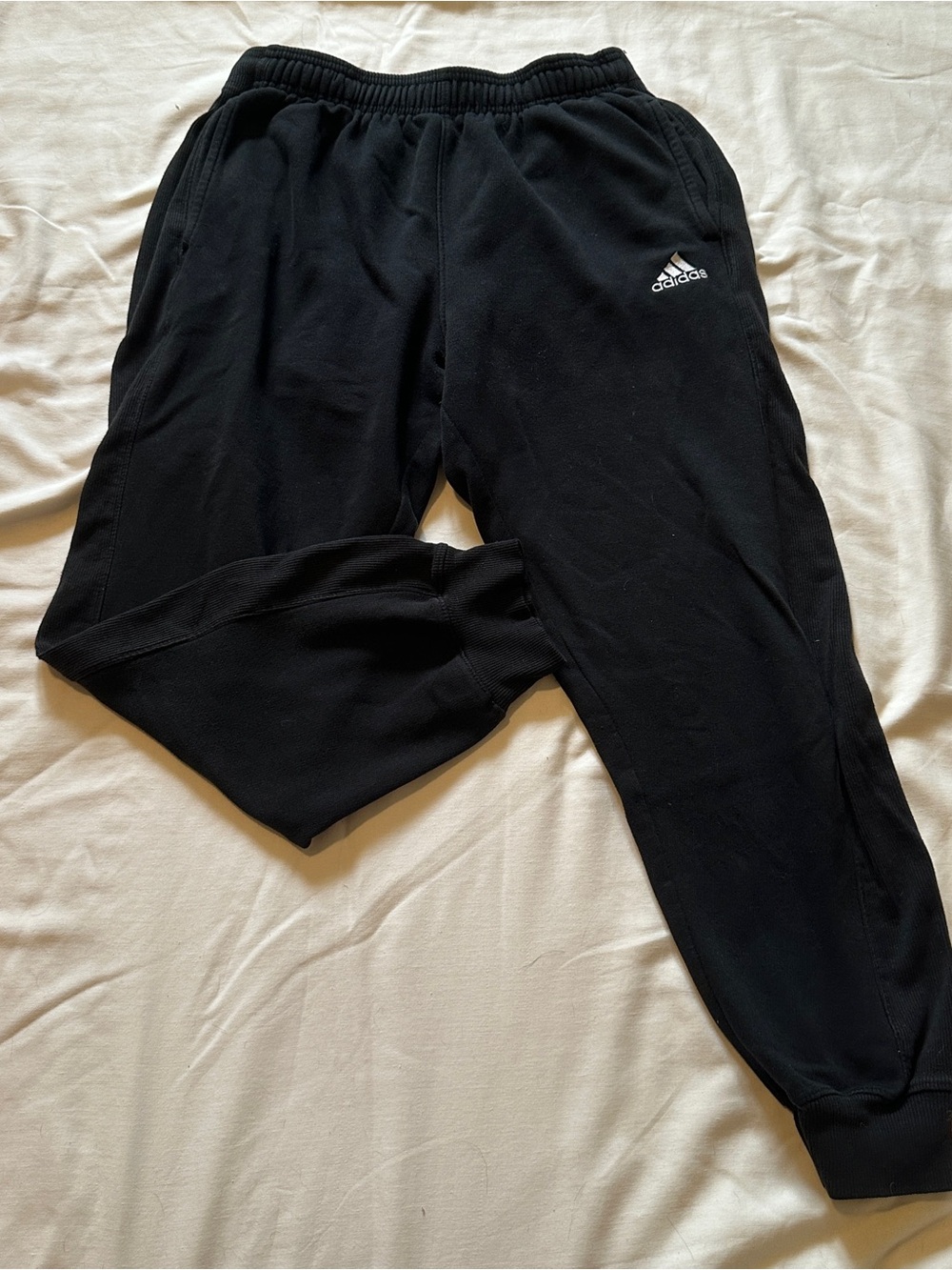 adidas Black Kids Fleece Joggers with Logo